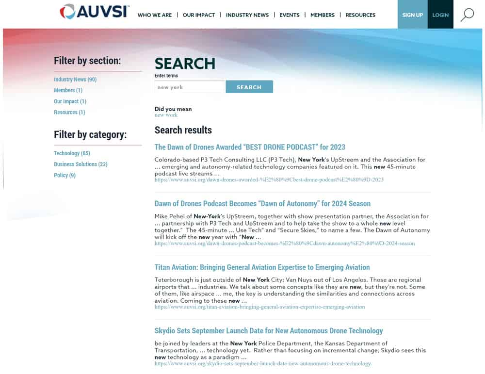 SEARCH AUVSI WEBSITE