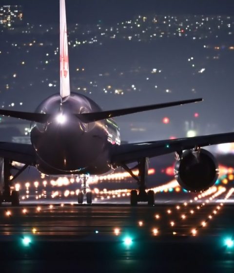 JFK AIRPORT AT NIGHT Jet taking off